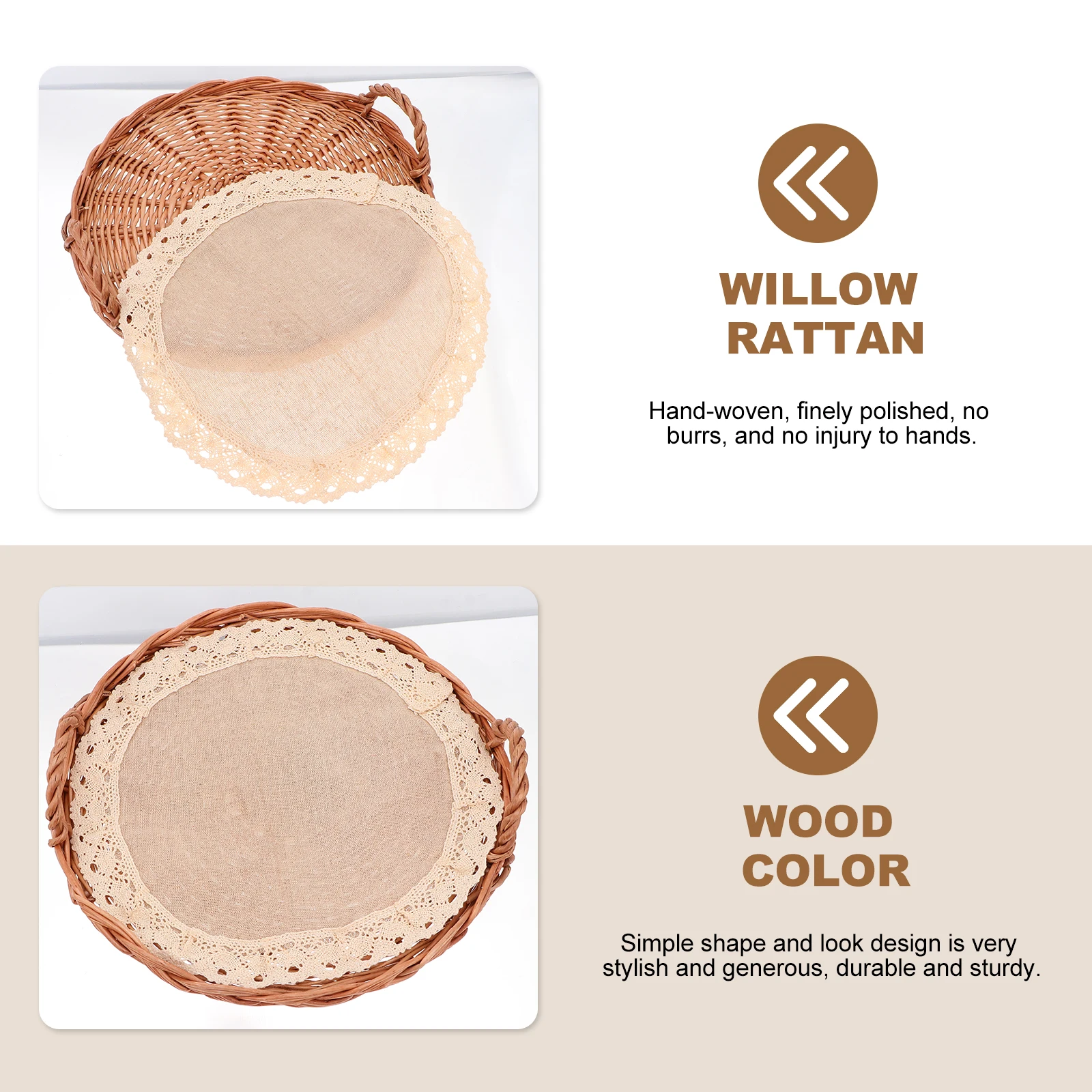 

1 комплект, круглый поднос для еды, плетеная корзина из ивы из ротанга, ручная работа, крышка для хлеба, кухонный поднос для хранения еды, защитный поднос для фруктового хлеба