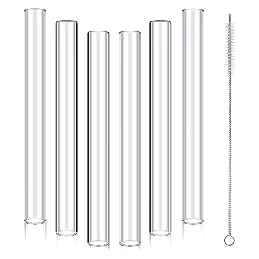 Clear Borosilicate Glass STrAw with Puff on the End, Reusable Milk tea Juice Straws, Glass Tube