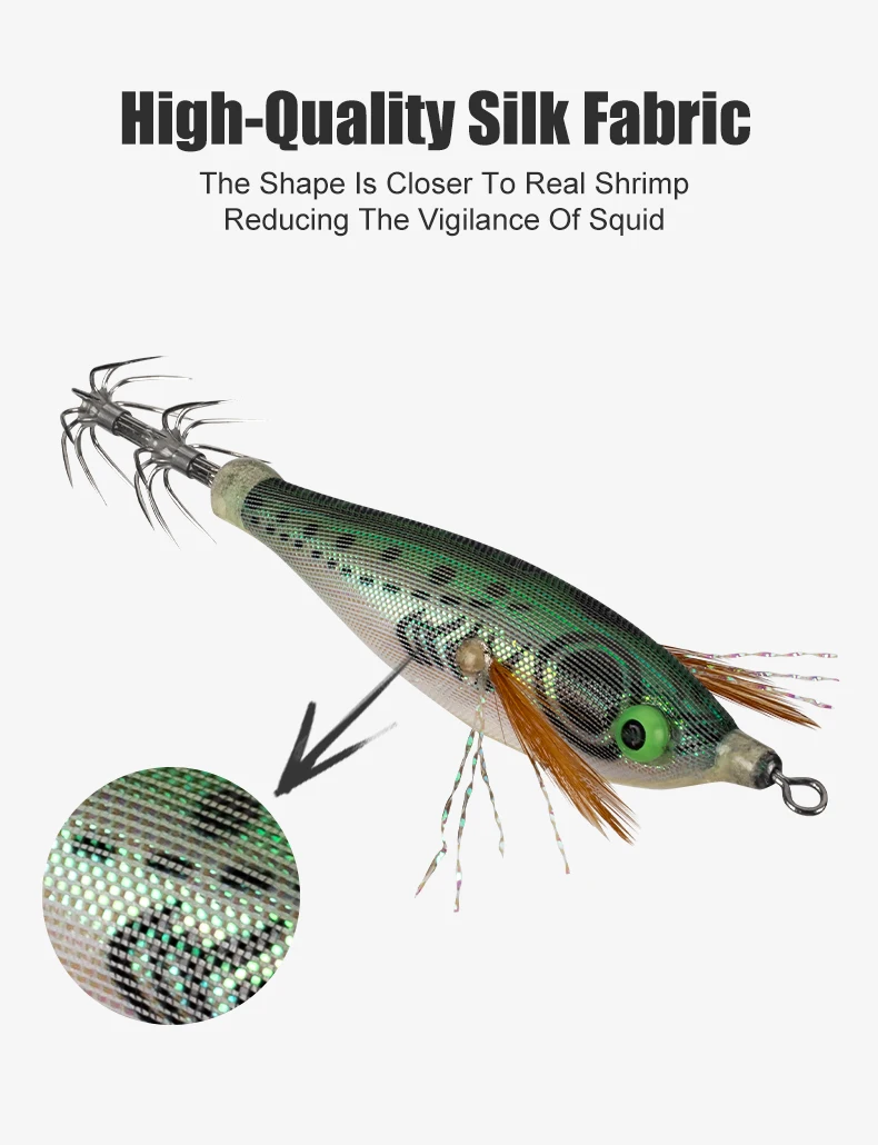 LEYDUN 14 stücke Tintenfisch Angeln Lockt 60mm 70mm Leuchtende Horizontale UV Beschichtung Jig Holz Garnelen Tintenfisch Haken angelgerät Köder – Detail 5