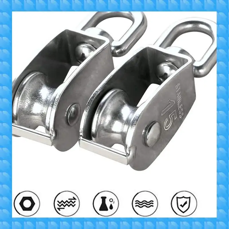 ETRT 24 Pcs M15 Single Pulley Block Hanging Wire Towing Wheel Swivel Lifting Wire Rope Cable Pulley Roller