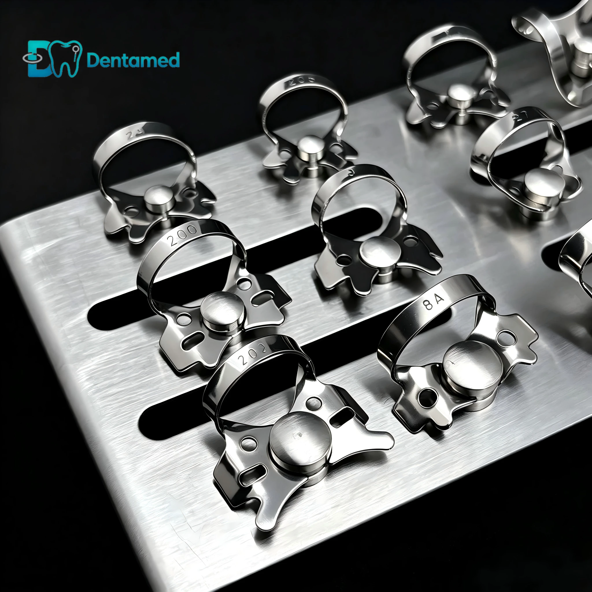 12Pc Dental Rubber Dam Clamps Endodontic Restorative Stainless Steel Barrier Clip Frame Holder Dentistry Materials