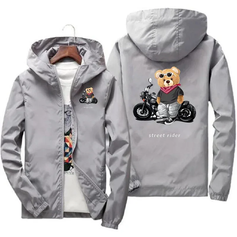 

Autumn New Men'S Motorcycle Teddy Knight Print Jacket Waterproof Warm Windbreaker Casual Clothing Big Size Men Jacket Outdoor