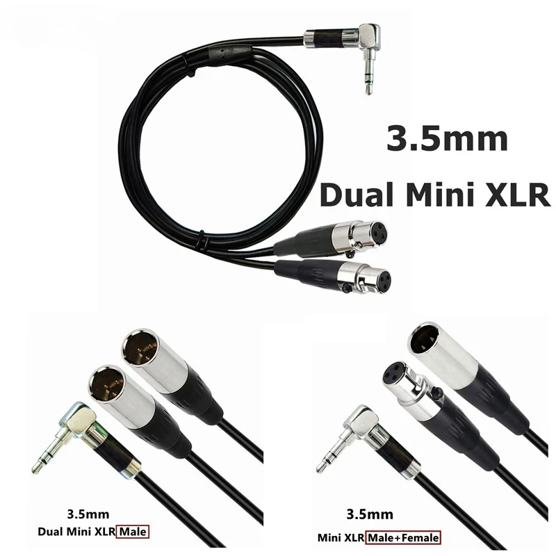 Audio & Video Cable Dual Mini 3Pin XLR Male Female To 3.5mm 1/8