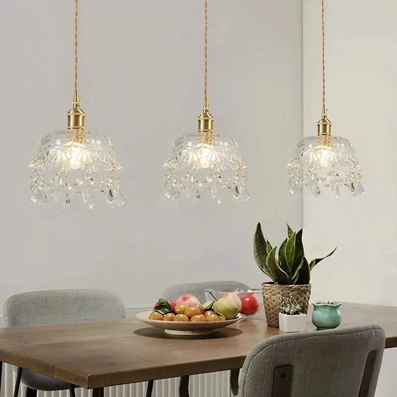 

Elegant Modern Crystal Pendant Light Nordic Glass LED Chandelier for Living Dining Room Bedroom Home Decor Hanging Lamps