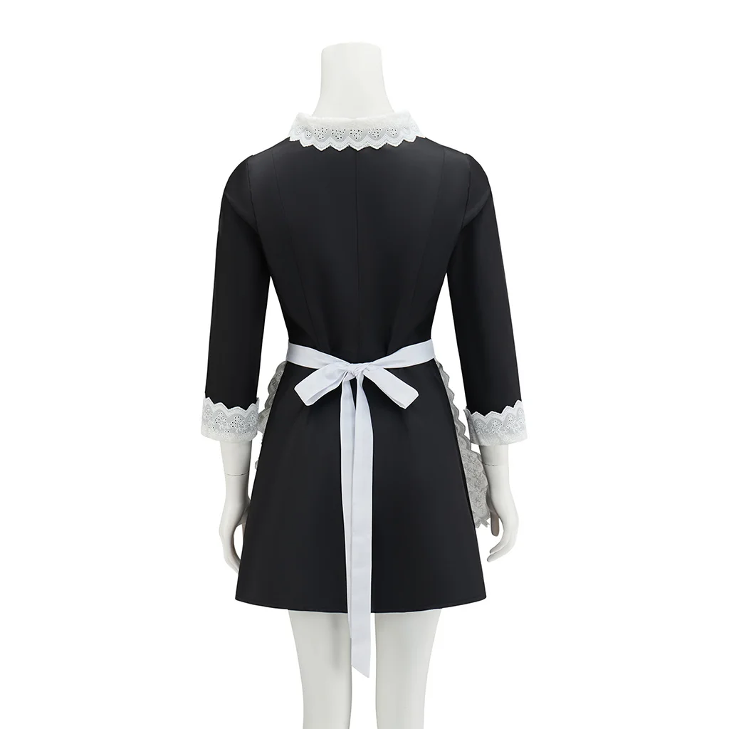 مدبرة المنزل مويرا أوهارا تأثيري حلي فستان خادمة مع المئزر مجموعة الرعب مويرا الفرنسية خادمة الزي النساء ملابس الهالوين