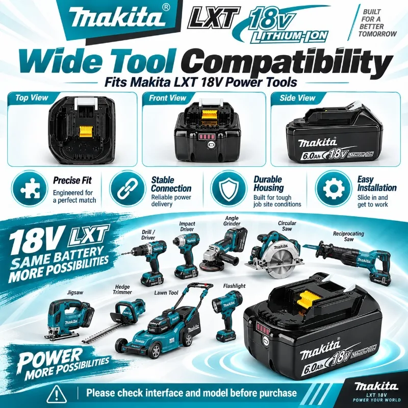 100% Genuine Makita 18V Battery 6.0Ah 9.0Ah18V Power Tool Compatible with Makita 18V BL1860B BL1850B BL1840 BL1830 BL1815