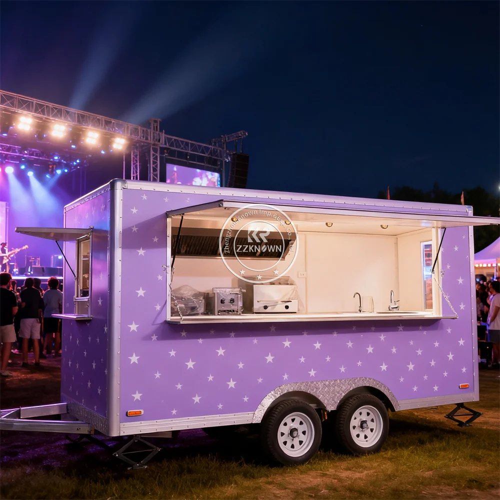

Concession Food Trailer Street Ice Cream Pizza BBQ Cart Catering Trailer Custom Mobile Food Truck With Full Kitchen