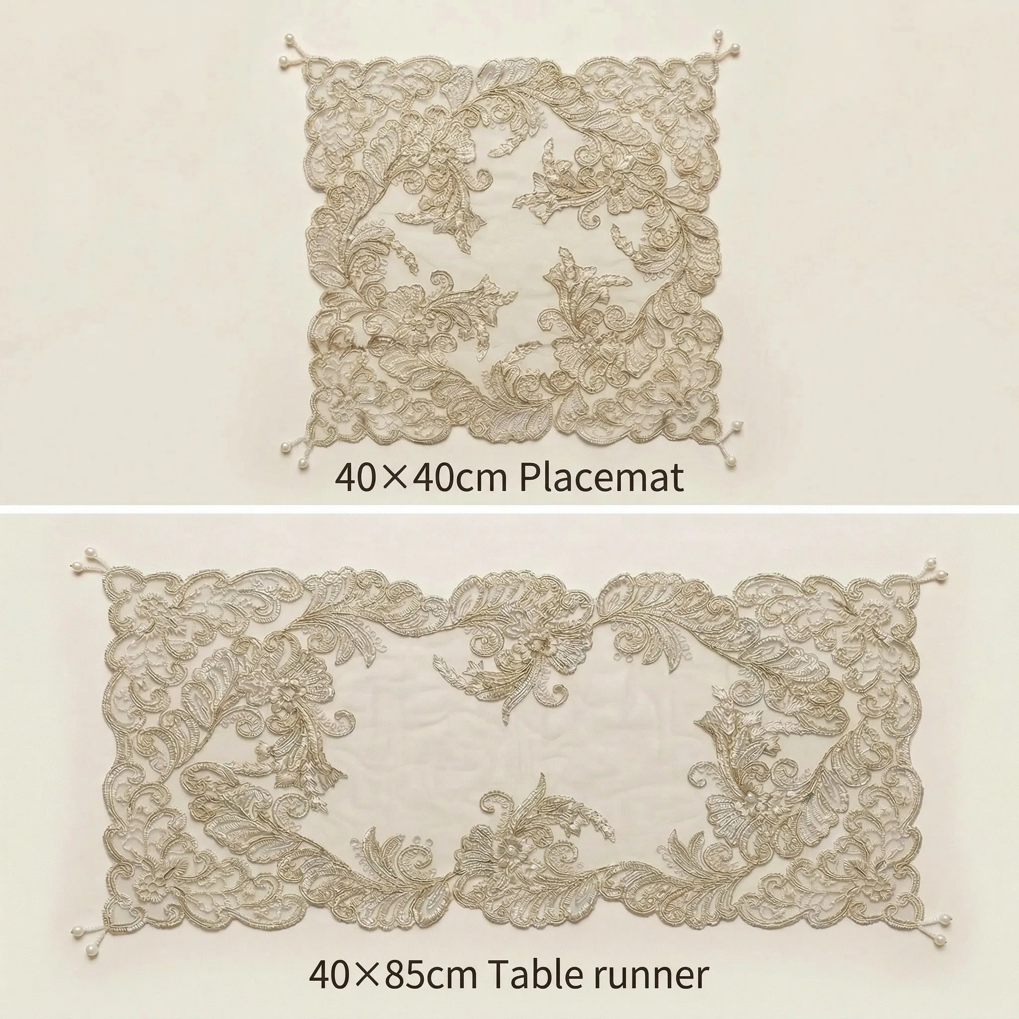 Luxury Gold Embroidery Placemat Set 3d Floral Embroidered Long Table Runner Square Breakfast Mats Summer Outdoor Garden Decor