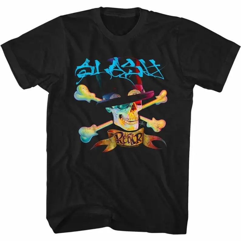 

Slash Guns N Roses Skull and Bones and Hat Black Adult T-Shirt