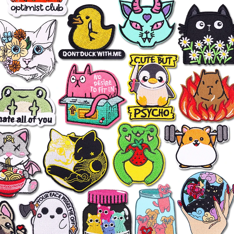 Cartoon Tier Patches Auf Kleidung Eisen Auf Patches Für Kleidung Aufkleber Frosch Patch Dinosaurier Pinguin Ente Gestickte Patches Dekor