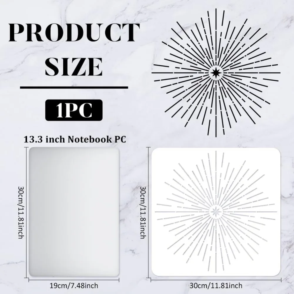 Starburst Stencils 11.8x11.8 inch Shining Stars Painting Stencils Plastic Stars & Light Pattern Stencils Resuable Star Crafts