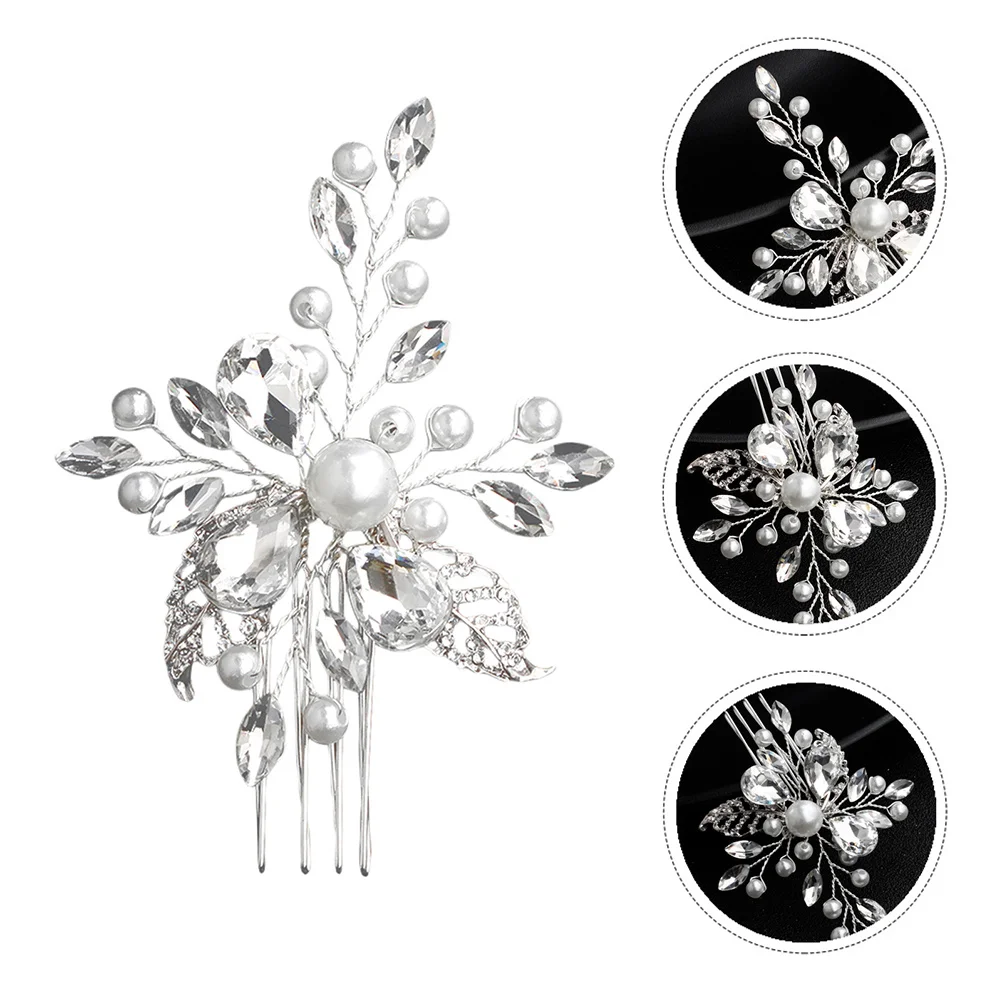 1 قطعة زخرفة العروس اللؤلؤ سبائك الفضة كريستال حجر الراين مشط أنيق غطاء الرأس الزفاف اليدوية فريد الشعر الدعامة للنساء