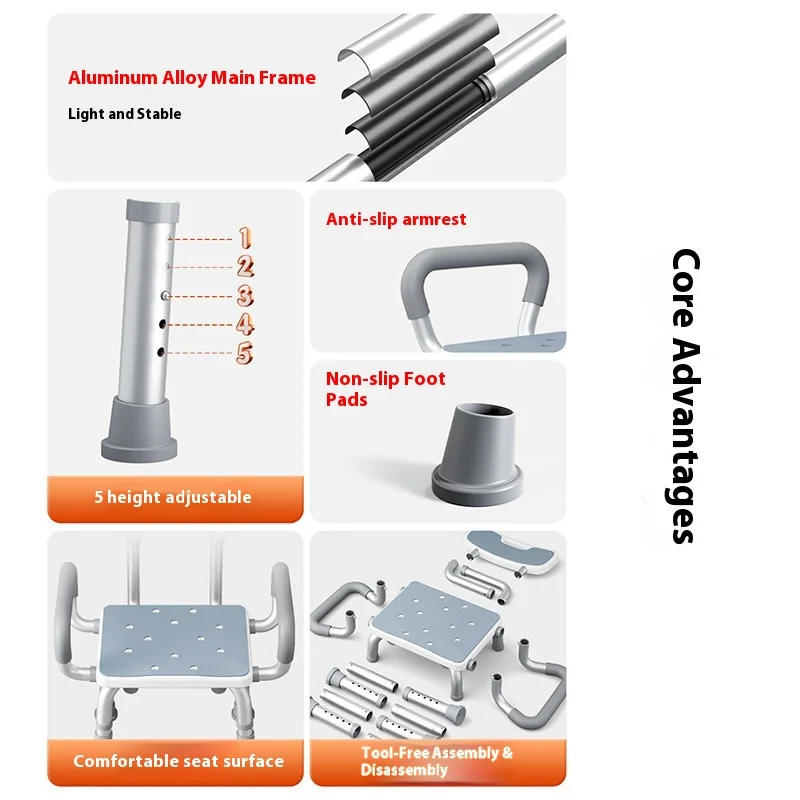 Simplywalk Aluminum Alloy 136KG Bath Shower Chair Widen Bathroom Rehabilitation Therapy UKCA Distributor Program