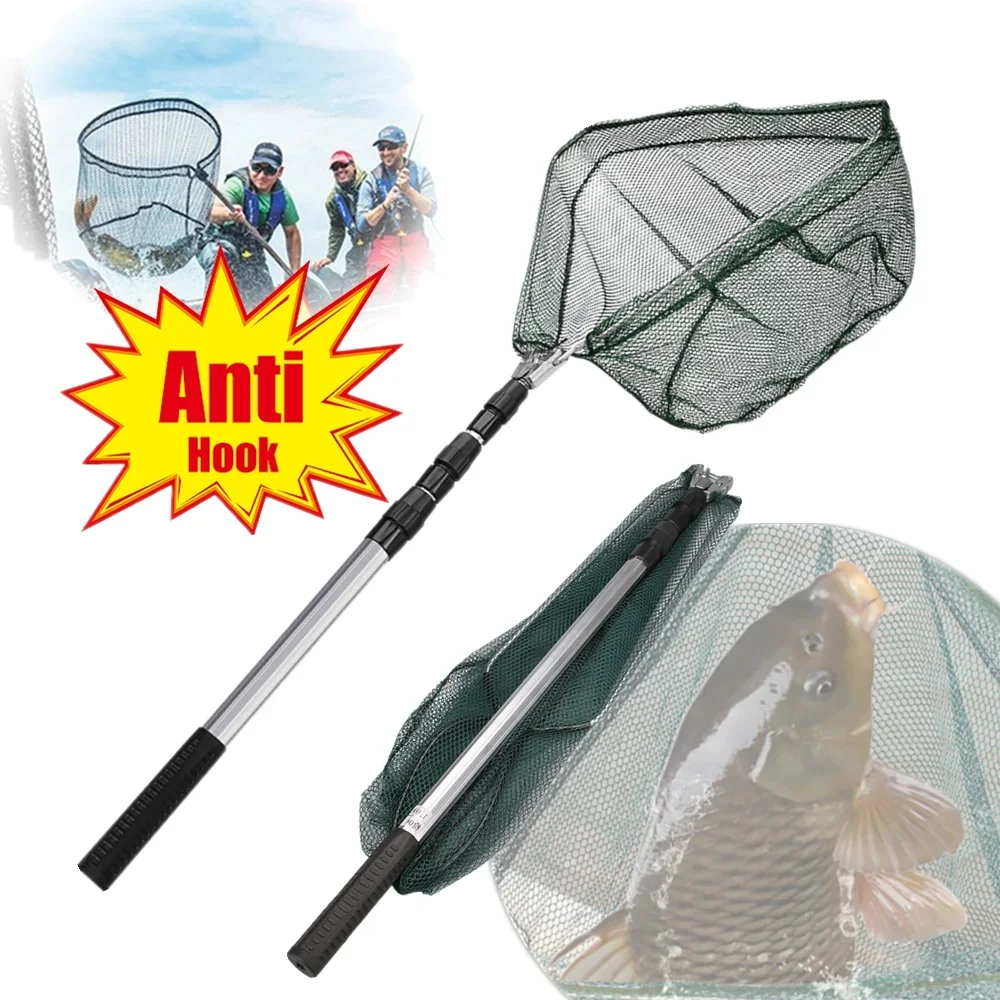 Telescoping Fishing Landing Net Aluminum Alloy 190/130/55cm Retractable Fishing Folding Net Hand Net Pole Fishing Accessories