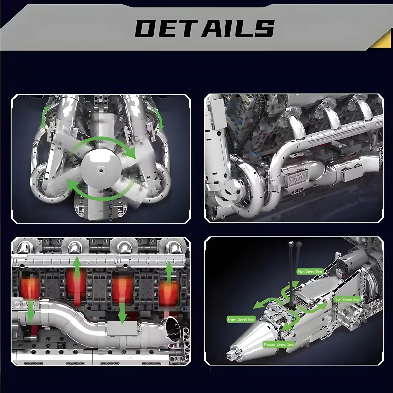 قوالب KING V8 مجموعات بناء لنموذج محرك توربو مزدوج MOC Motor محرك تجميع الطوب اللغز ألعاب الأطفال هدية عيد الميلاد