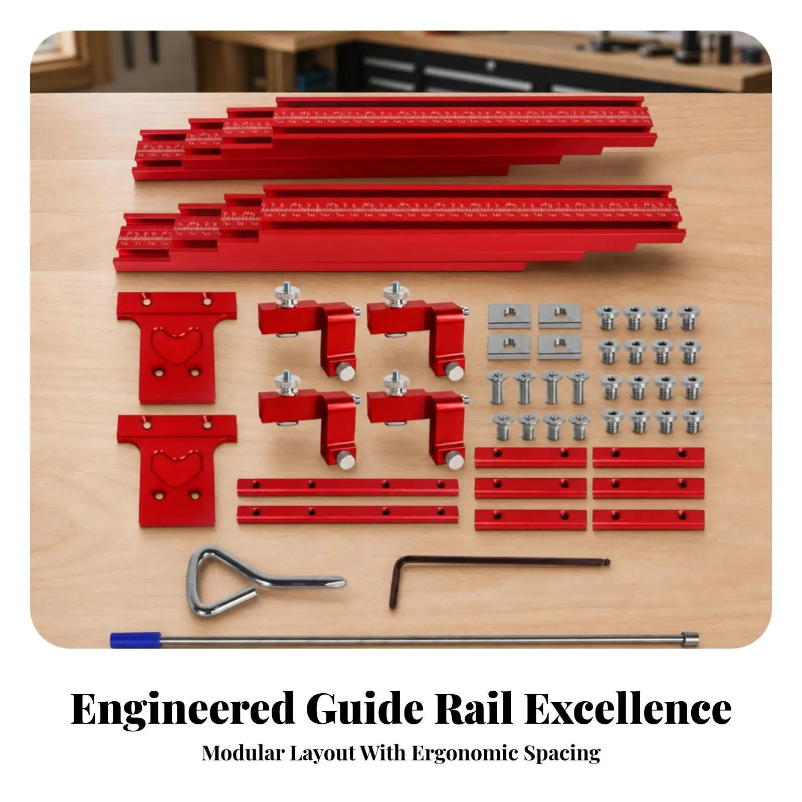 Parallel Guide Rail Set for Woodworking Precision Cuts with 6063 Aluminum Alloy Track Saw Guide System for Workshop Tools