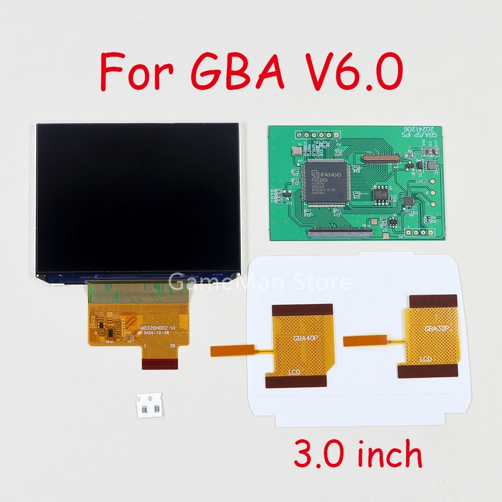 

1 комплект для GBA V6.0, комплект модификации ЖК-экрана, сменный 3,0-дюймовый ЖК-дисплей с подсветкой IPS, аксессуары для экрана