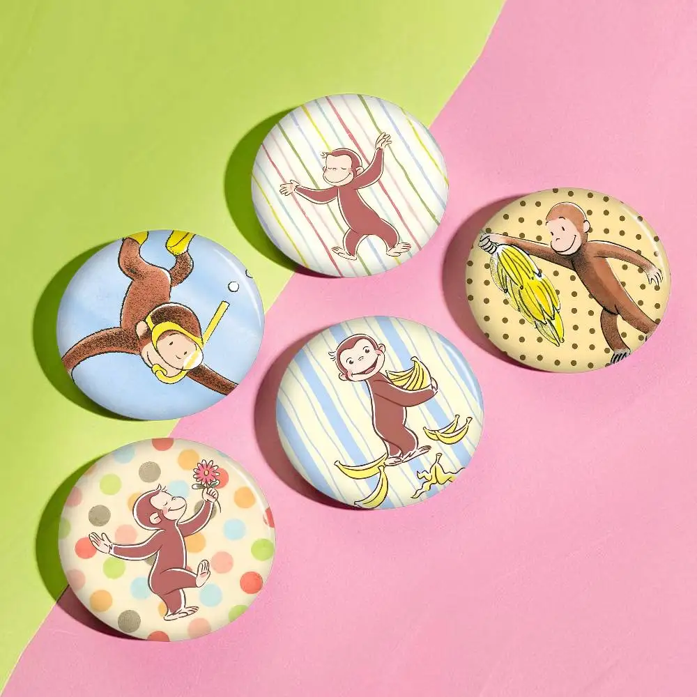 MONKEY CARTOON C-Curious GeorgeS Creative Tinplate Soft Button Pins Animal Icon Brooch Lapel Backpack Badge Accessories Pin