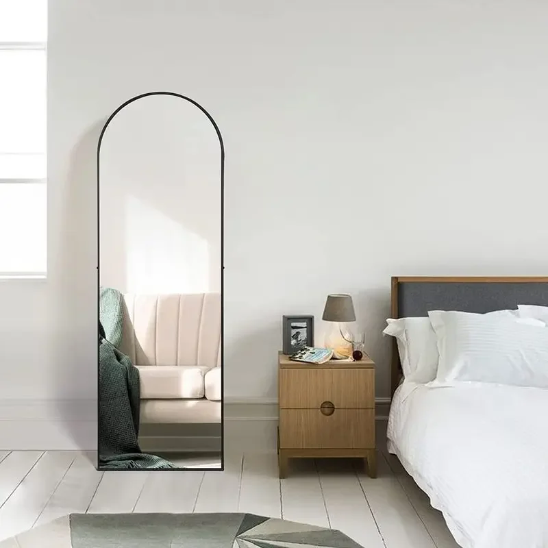 Full Length Mirror,Arched-Top Full Body Mirror with Stand,Floor Mirror & Wall-Mounted Mirror  for livingroom, bedroom furniture