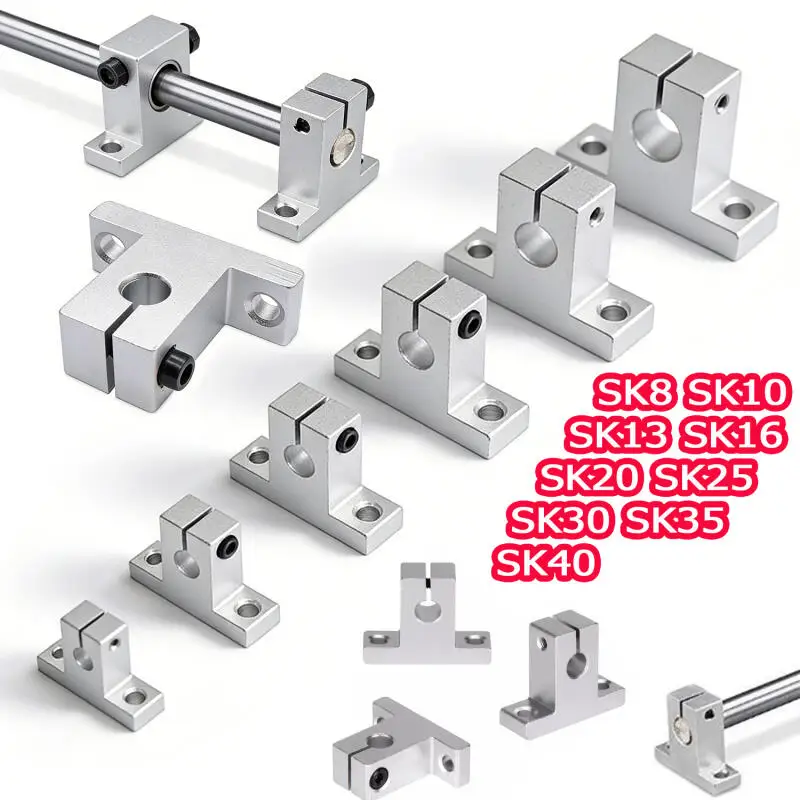 1-2pcs Sk8 Sk10 Sk13 Sk16 Sk20 Sk25 Sk30 Sk35 Sk40 8mm Linear Bearing Rail Shaft Support Xyz Table Cnc Router Sh8a