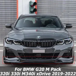 3pcs MP Front Bumper Lip Splitter Spoiler Diffuser Guard Body Kit For BMW G20 G21 M Pack 320i 330i M340i xDrive 2019-2022 Gloss