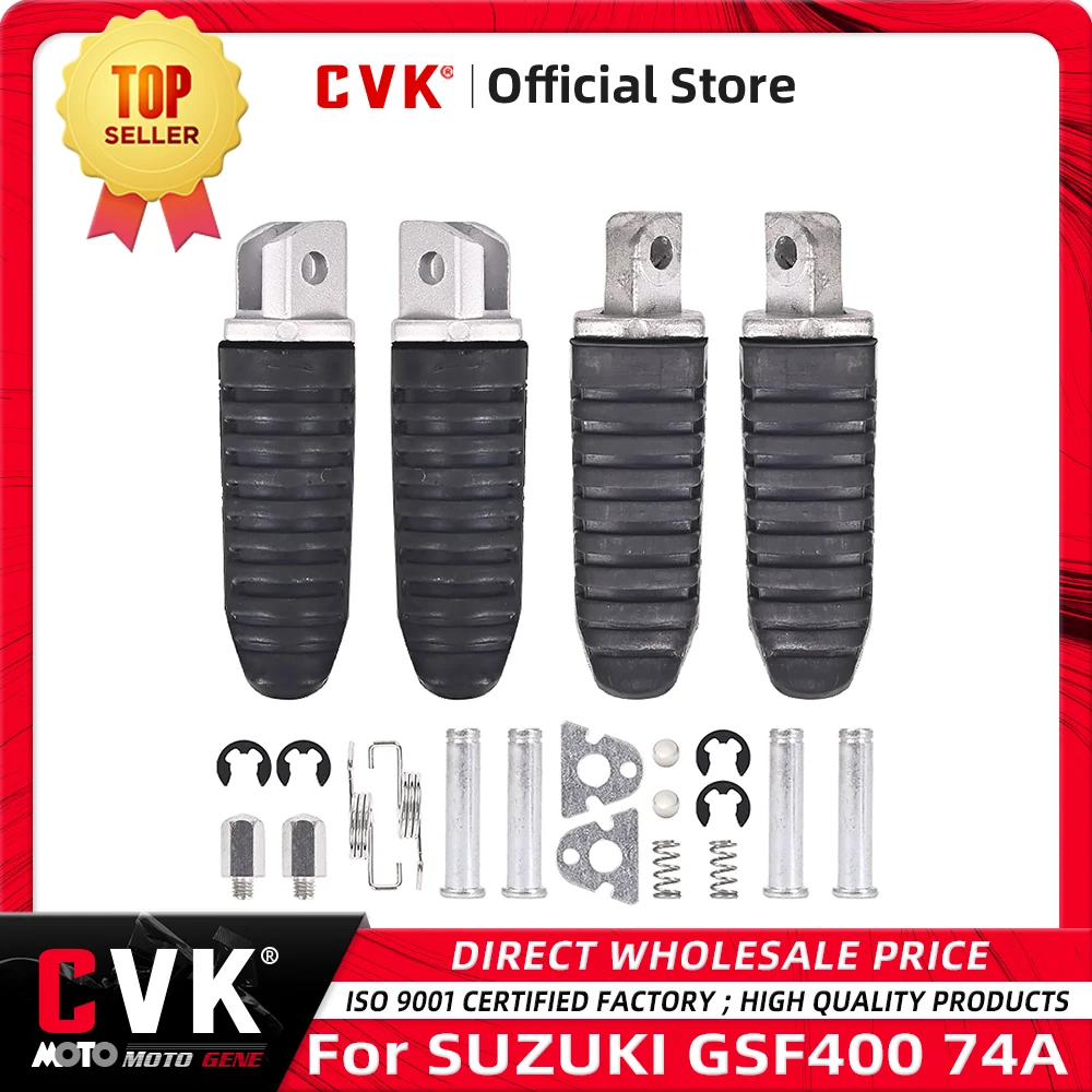 CVK 1Pair Aluminum Alloy Anti-Skid Black CNC Folding Foot Pegs Pedal Rest Front and Rear Footpegs Footrest For SUZUKI GSF400 74A