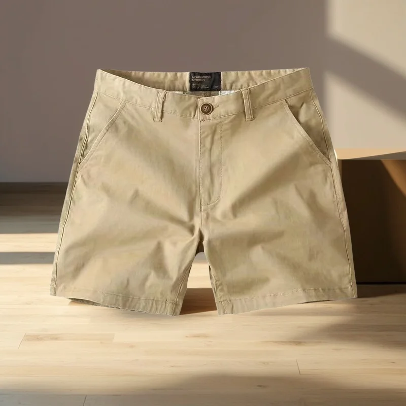 

Summer Casual Pure Color Tee-Quarter Elastic orts Youth Faionable Breathable Cotton orts Mid-Waist Straight Leg orts