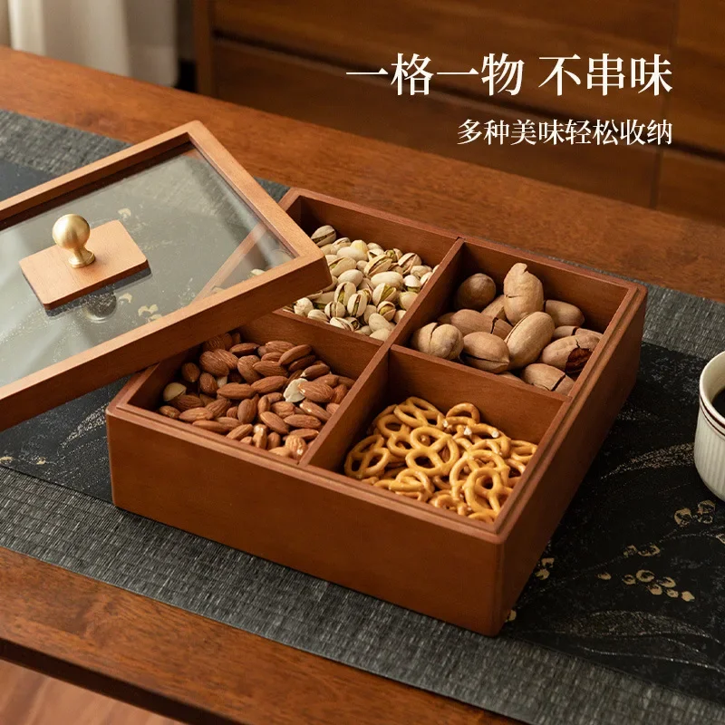 Fruit Plate Home Living Room Coffee Table Dried Fruit Plate Light Luxury High-end Wooden Nut Plate High-end Exquisite and High-V