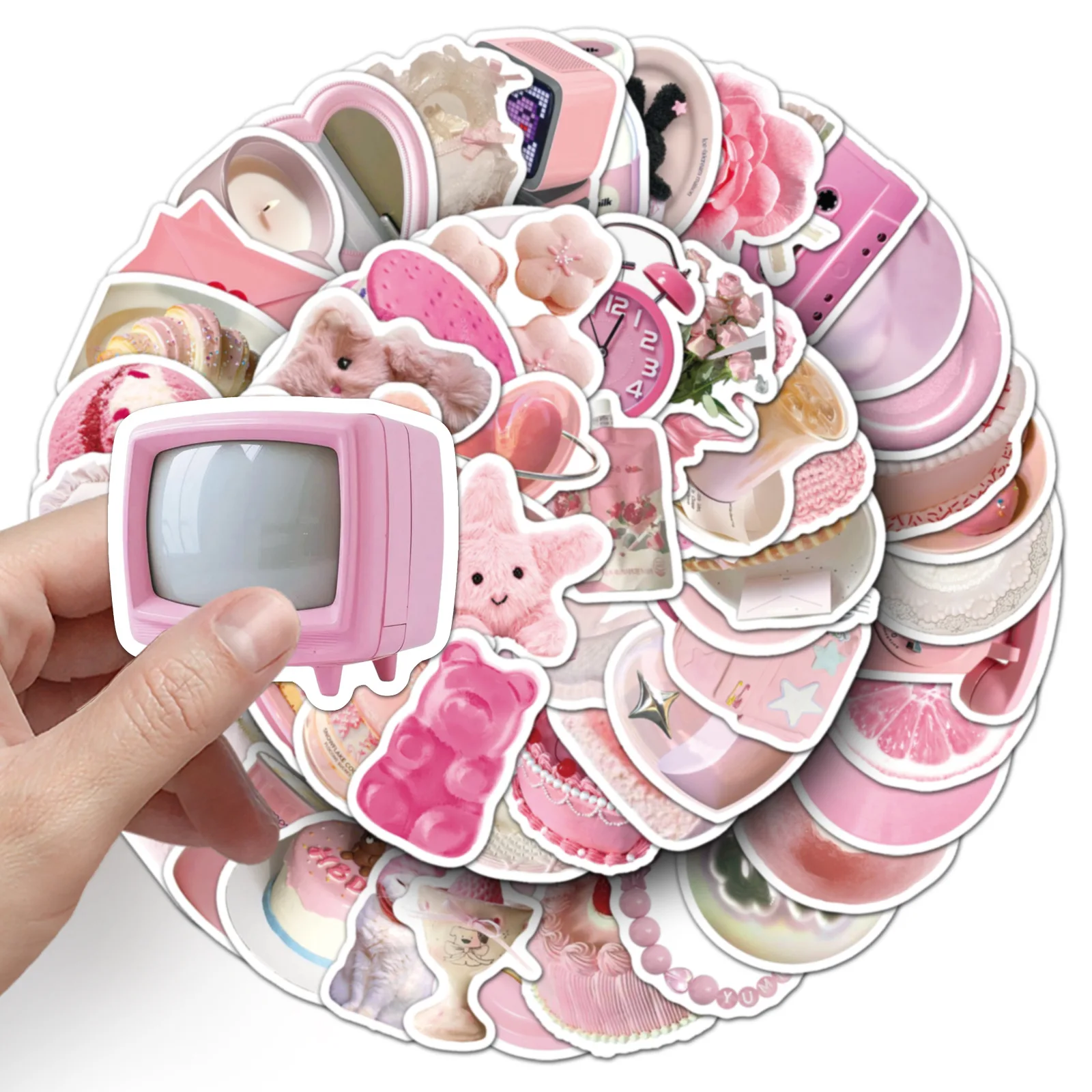 100PCS Cute Pink Ins Style Mix Match Life Item Graffiti Stickers Decorate Guka Gift Box Phone Storage Box Coffee Cup Vinyl Decal