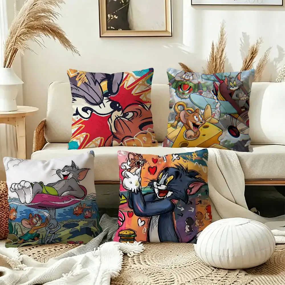 T-Tom and Jerry Pillow Gift Home Office Decoration Bedroom Sofa Car Cushion Cover case 45x45