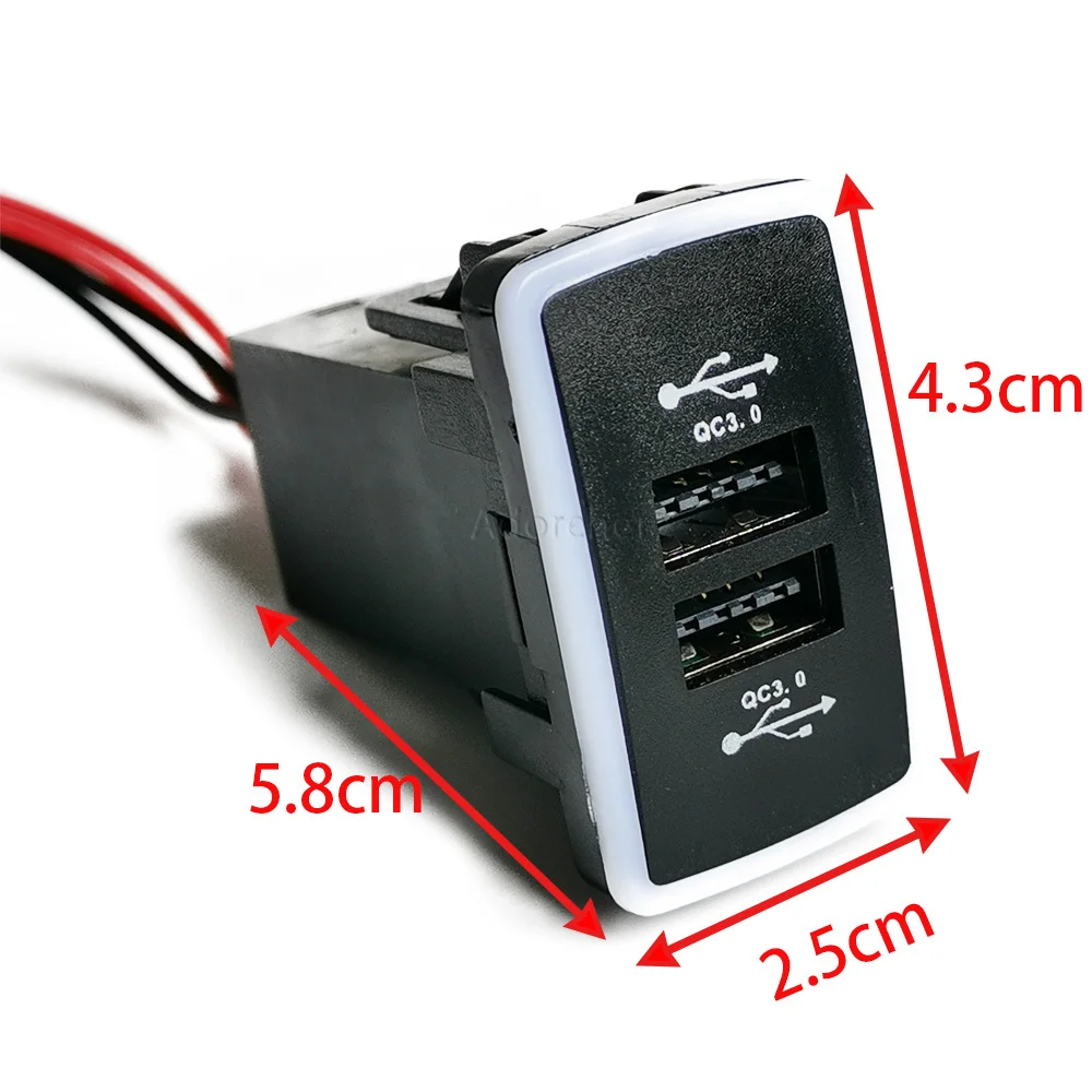 1PC Blue LED Car Charger Socket Dual QC3.0 USB Charging Outlet Power Adapter Phone Fit for Honda Civic 2008-2013 Accessories view 2
