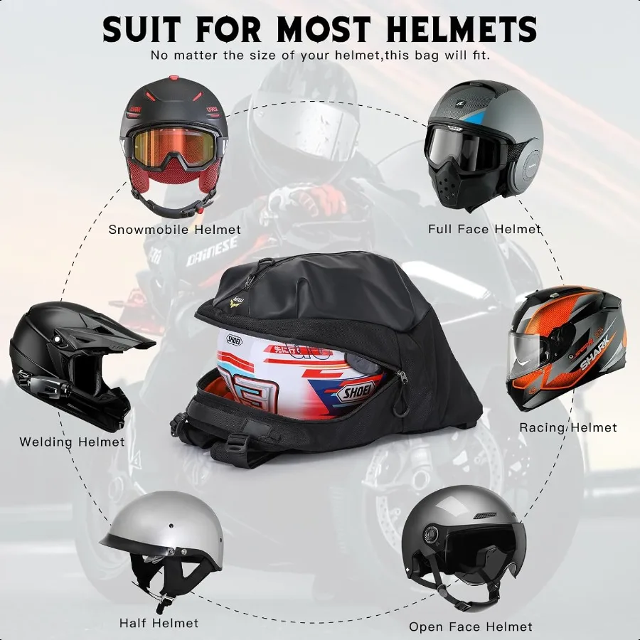 Motorcycle Backpack for Men 35L Waterproof Helmet Backpack for Travel Daily Office Trips Motorcycle Accories