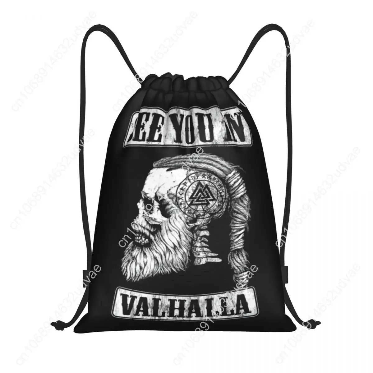 Personalized See You In Valhalla Viking Skull Drawstring Backpack Sport Gym Bag Portable Nordic