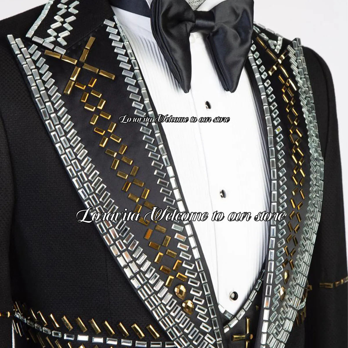 Shiny Metal Decoration Tuxedos Men Suits Luxury 3 Pieces Groom Dinner Party Male Prom Blazers Slim Wedding trajes para hombre