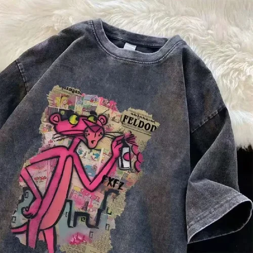 2025 Camiseta vintage con lavado con agua para hombres y mujeres, diseño retro, hip-hop único, informal, moda urbana, tendencia de verano a la moda