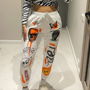 Frauen Jogging Jogger Y2K Harajuku Cartoon Schädel gedruckt Streetwear Jogginghose High Taille Freizeithosen 2022 Winter 8 Hauptverkaufsschädel Calcas - №1