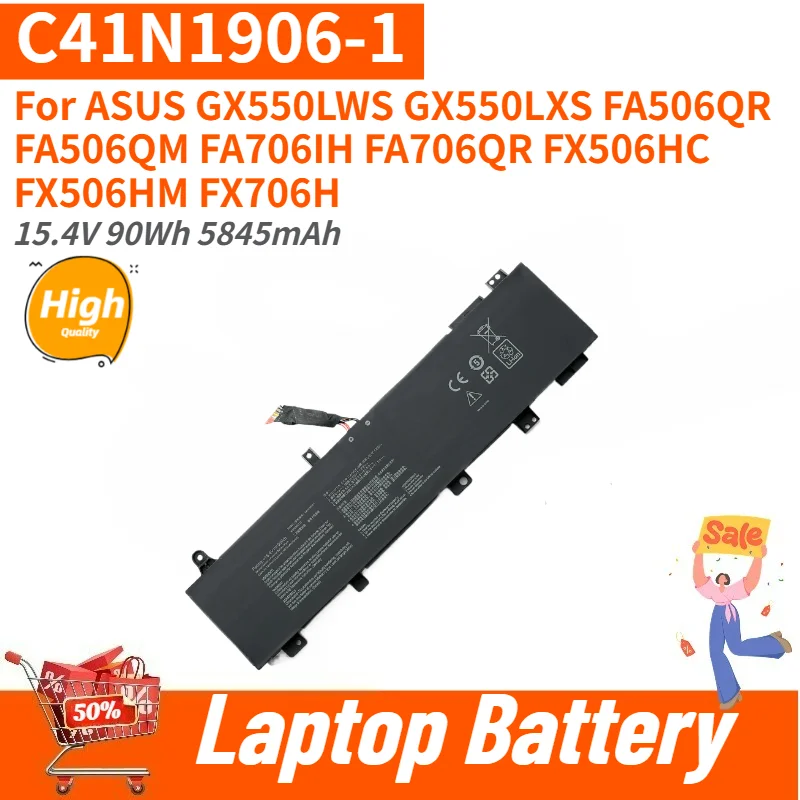 High Quality Laptop Battery C41N1906-1 15.4V 90Wh 5845mAh For ASUS FA506QR FA506QM GX550LWS GX550LXS FA706IH FA706QR FX506HC