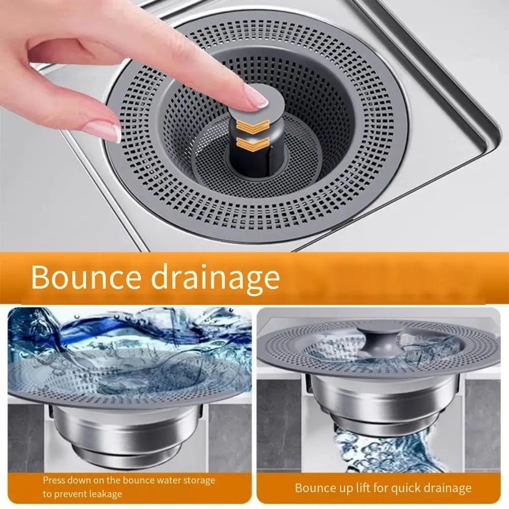 Stainless Steel Kitchen Sink Drain Strainer Pop Up Silicone Mesh Stainless Steel Sink Strainer Waste Collector Anti-clogging