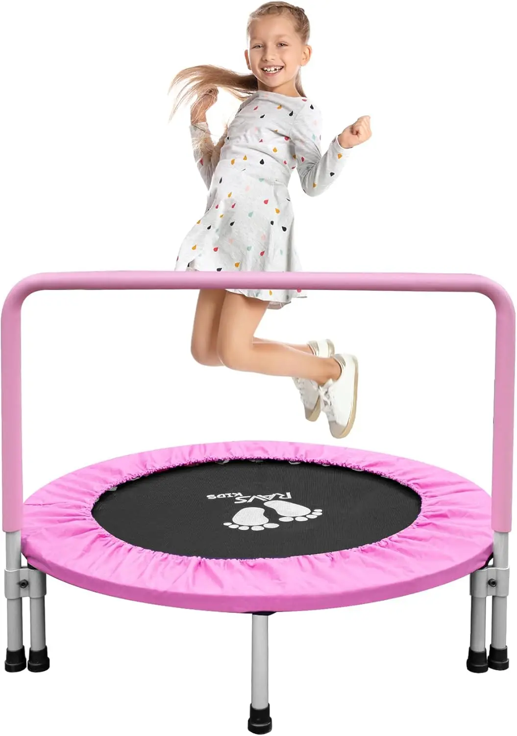 

36" Indoor Kids Trampoline for Toddler Updated Full Foam Covered Handle Foldable Small Trampoline Garden Outdoor Easy Quick Setu