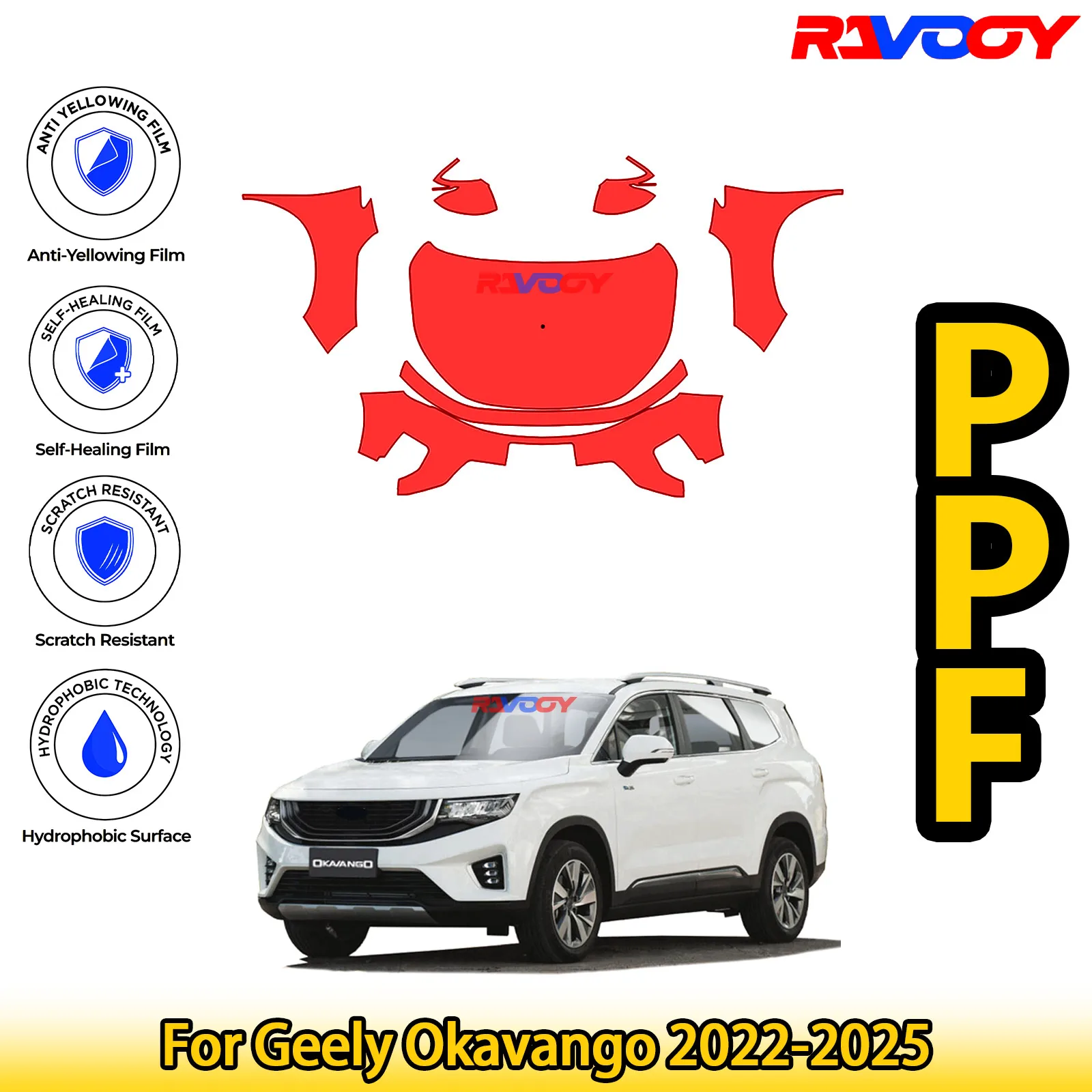 

For Geely Okavango 2022-2025 Glossy Matte Black Precut front PPF Kit Paint Protection Film