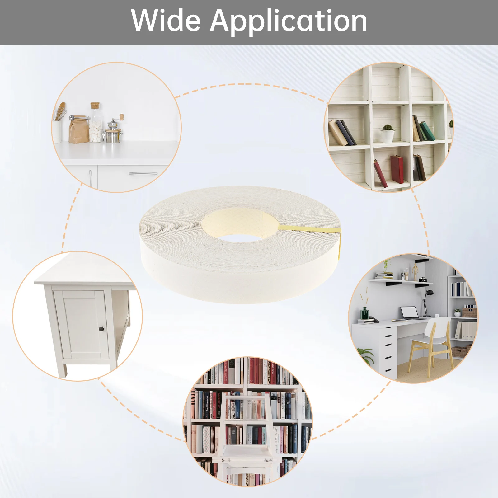 1.9 cm X 15m Hot Melt Adhesive Melamine Edge Banding Flexible Veneer Edging for Plywood Table / Cabinet, Pre-glued Veneer Edging