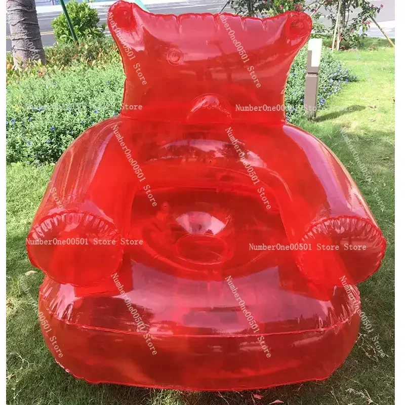 

Inflatable Gummy Bear Shaped Armchair, Durable PVC Blow Up Lazy Sofa, Sleeping Bag for Home Yard, Travel, Camping, Folding Chair