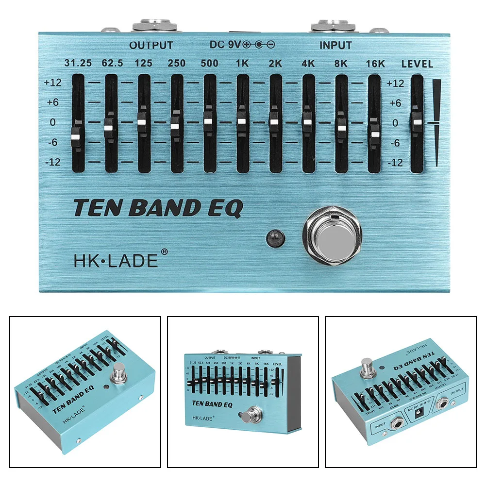 Pedal eq de 10 bandas, equalizador, pedal de efeito de guitarra, true bypass para guitarra, baixo, instrumentos de cordas, acessórios