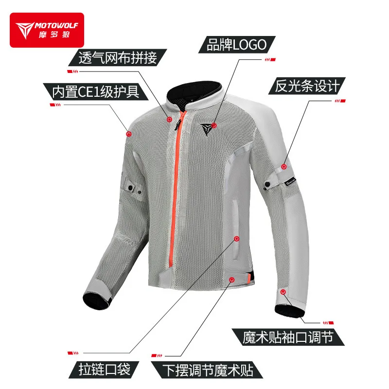 Mesh Breathable Motorcycle Jacket Summer Anti Drop Motorcycle Riding Clothes Outdoor Breathable Knight Motorcycle Riding Jacket