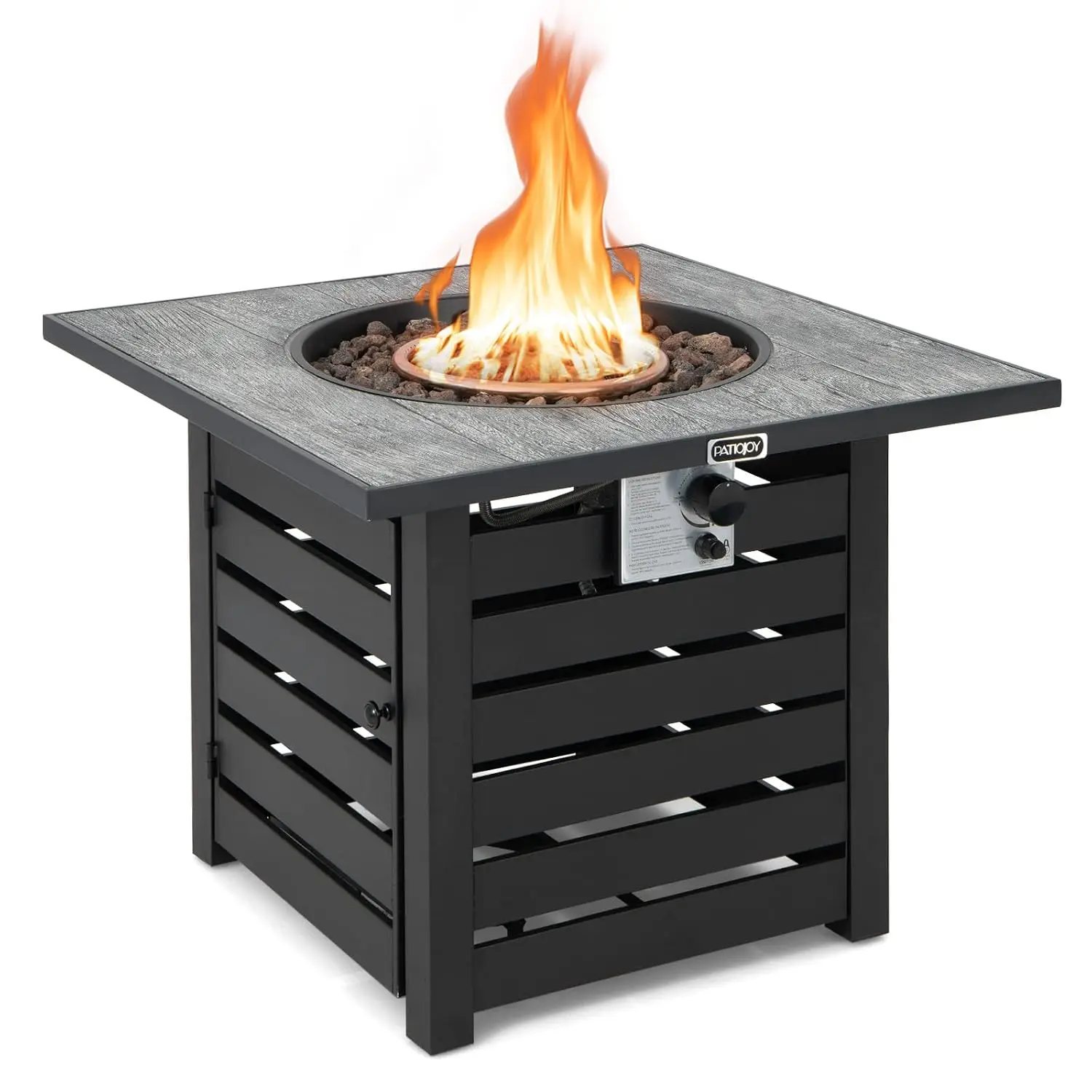 32-Inch Square Propane Fire Pit Table, 50000 BTU Adjustable Flame Gas Fire Pit, Lava Rocks, PVC Cover, Customized