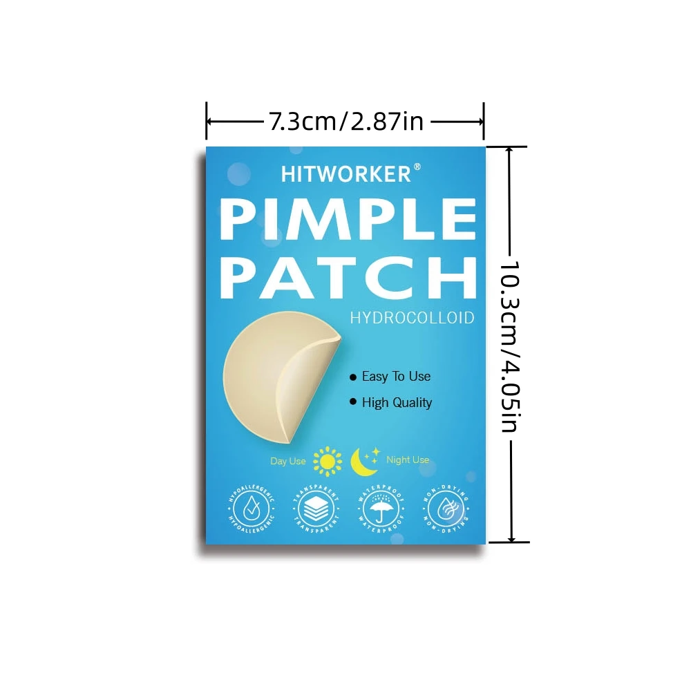 HITWORKER Hydrocolloid Pimple Patch Invisible Spot Cover, Mixed Sizes, Thin Edge, Easy Peel-Off, Waterproof for Day & Night Uses