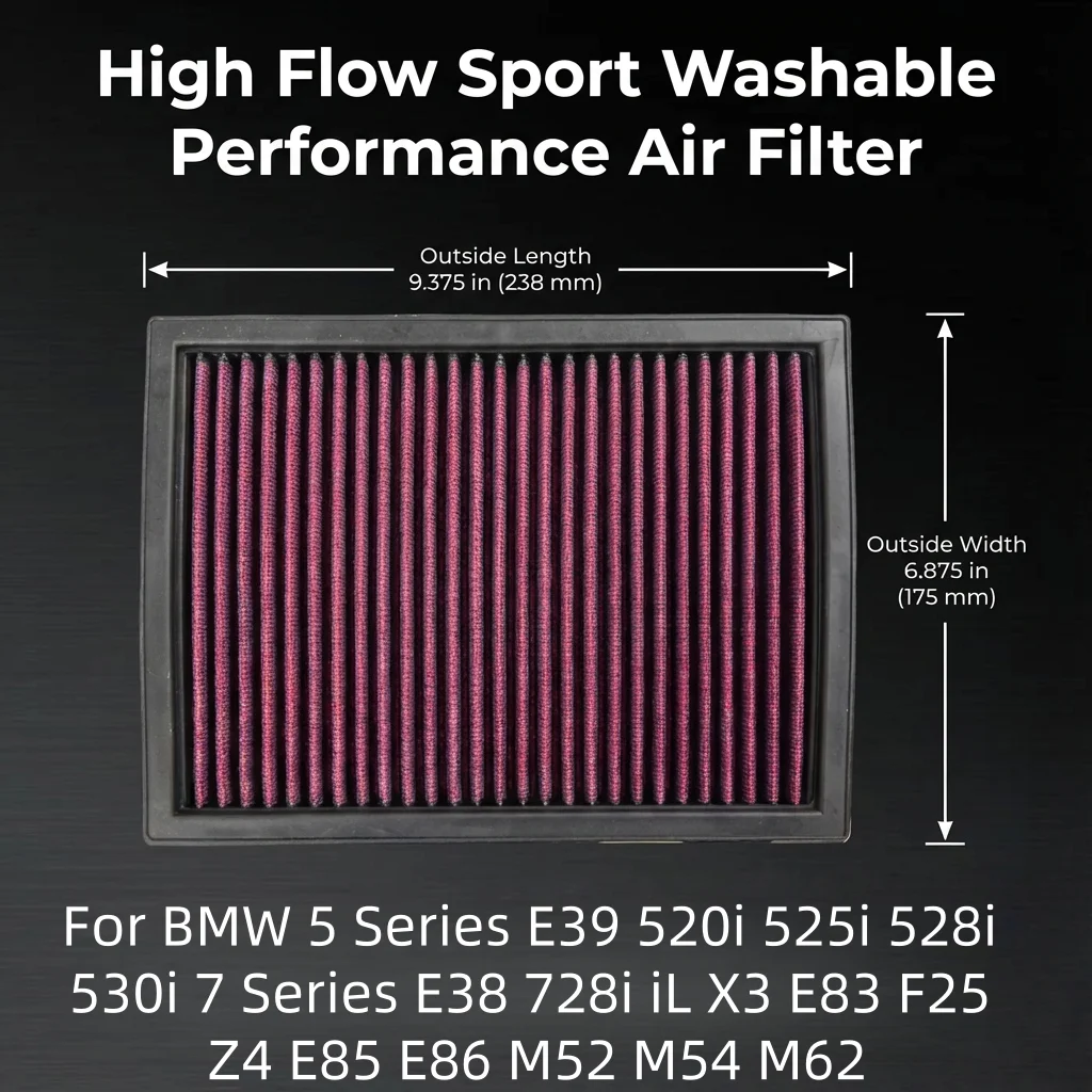

Спортивный воздушный фильтр с высокой пропускной способностью для BMW 5 серии E39 520i 525i 528i 530i, 7 серии E38 728i iL, X3 E83 F25, Z4 E85 E86, M52 M54 M62