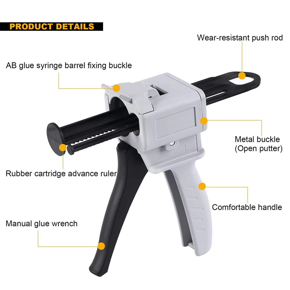 50ml 10:1 Plastic Impression Mixing Dispenser Gun Dispensing AB Glue Gun