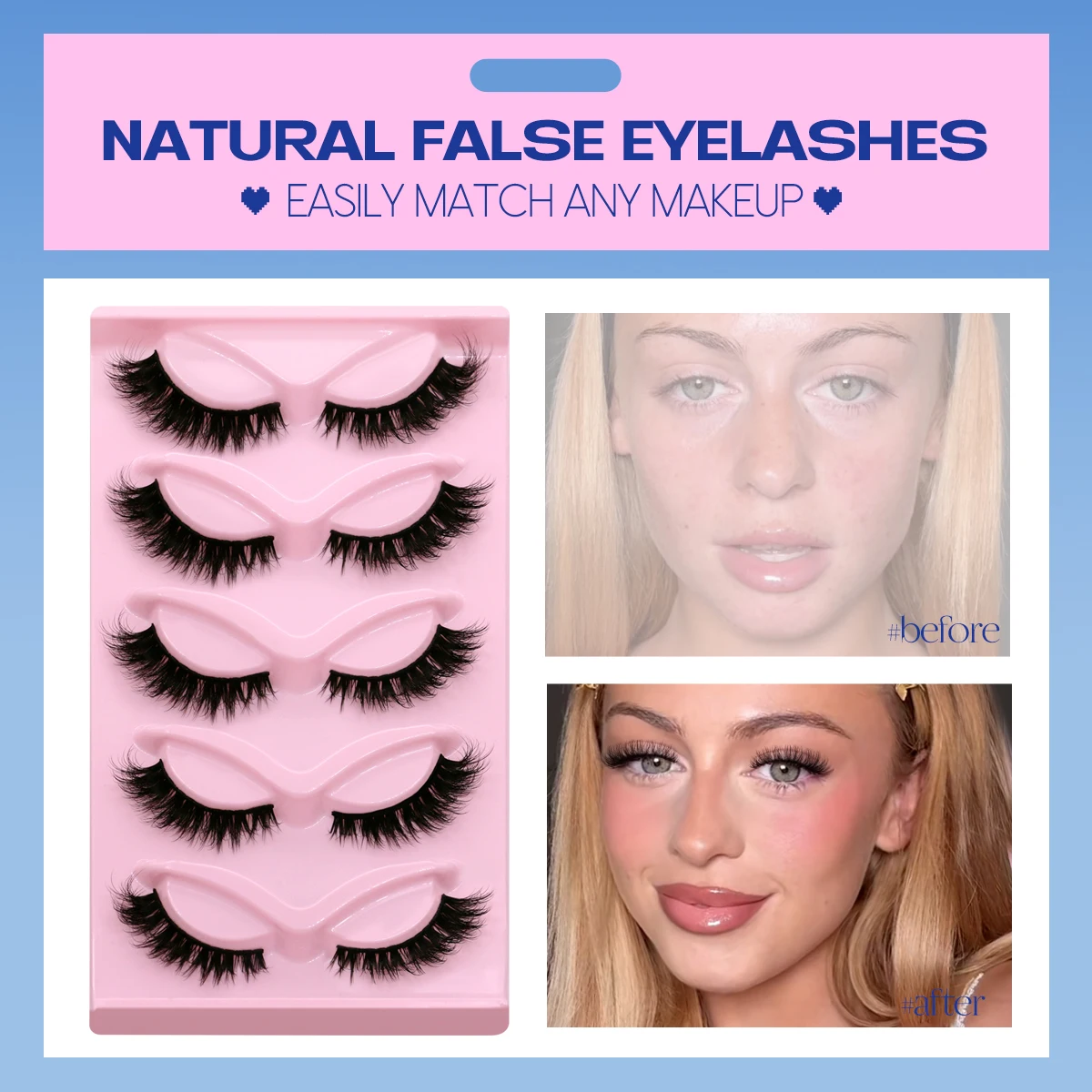 Groinneya-つけまつげ,猫の目,自然な外観,ふわふわのストリップ,5ペア