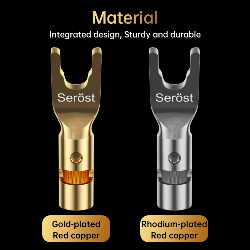 Serost HiFi Audio Bananenstecker U/Y Gabelstecker Vergoldeter Kupferstecker für Lautsprecher- und Verstärkerkabel DIY – Detail 3